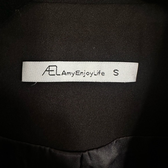 AEL Amy Enjoy Life Black One Button Blazer Feather Sleeve Mini Dress Size Small - Picture 13 of 14